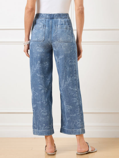 WIDE CROP JEANS - OCEAN FLORA | Talbots
