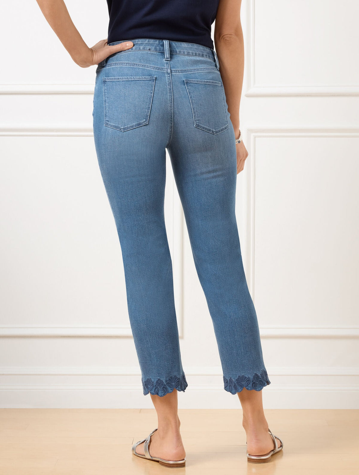 STRAIGHT CROP SCALLOP HEM JEANS - MARTINA WASH | Talbots