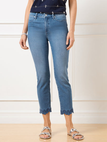 STRAIGHT CROP SCALLOP HEM JEANS - MARTINA WASH | Talbots