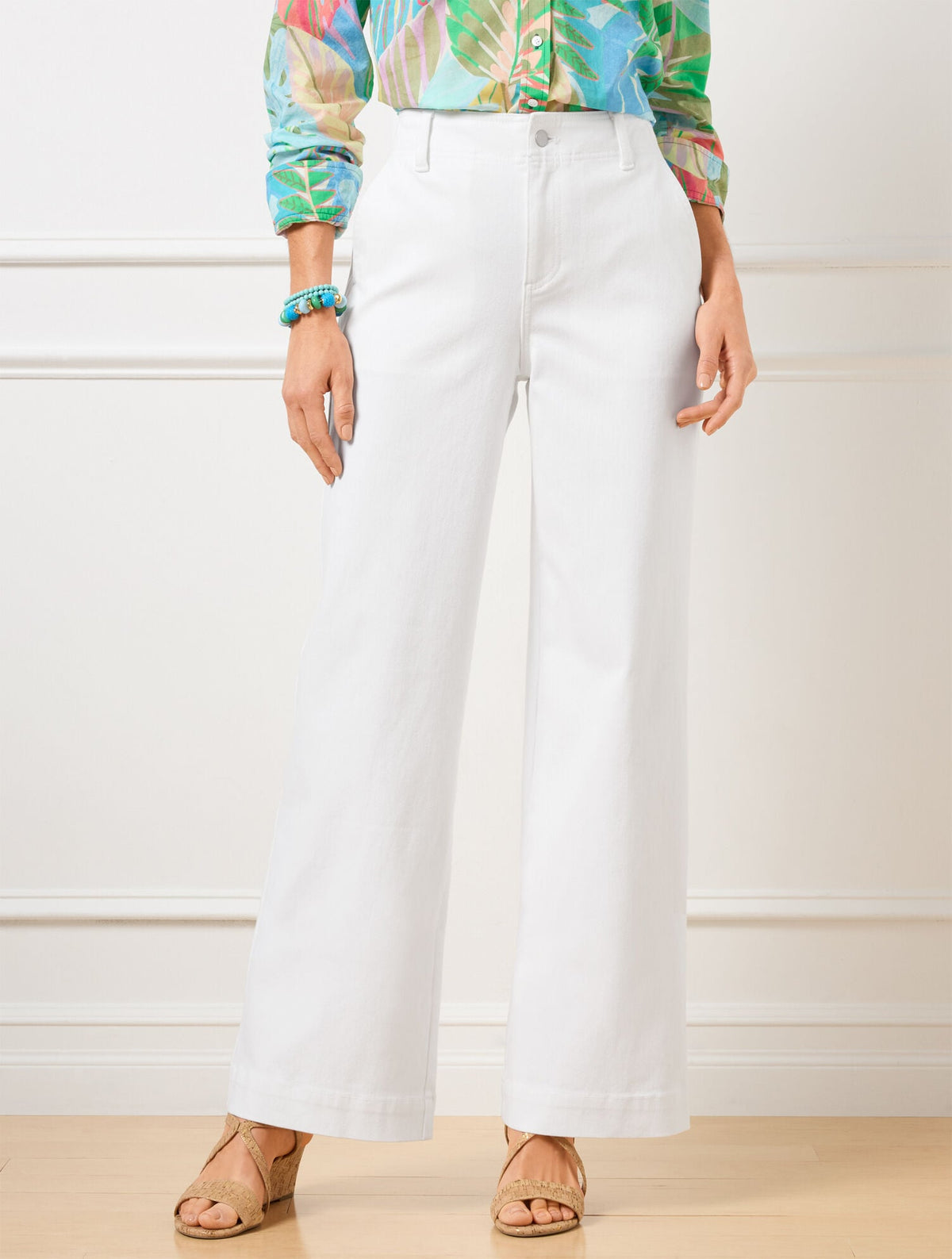 RELAXED TROUSER LEG JEANS - WHITE | Talbots