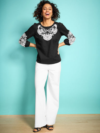 RELAXED TROUSER LEG JEANS - WHITE | Talbots
