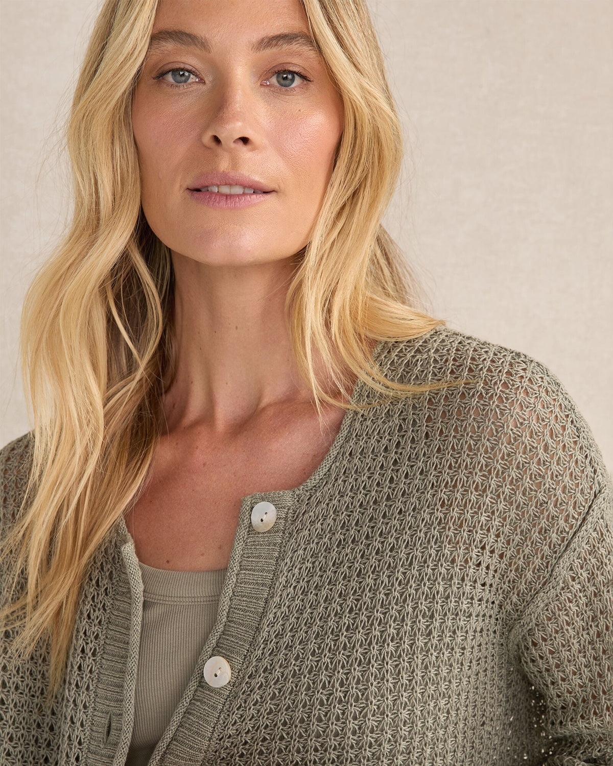 ORGANIC COTTON LINEN OPEN STITCH CARDIGAN | Talbots
