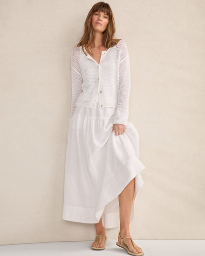 ORGANIC COTTON LINEN OPEN STITCH CARDIGAN | Talbots