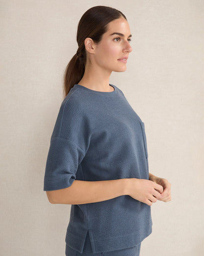 COTTON BLEND TEXTURED CREWNECK TEE | Talbots