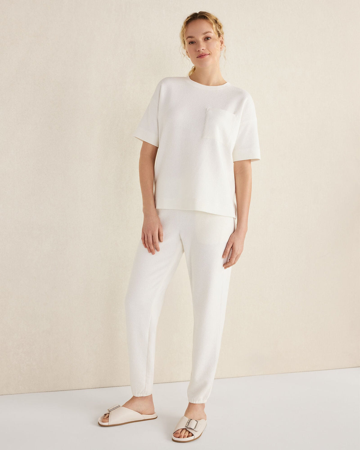 COTTON BLEND TEXTURED JOGGERS | Talbots
