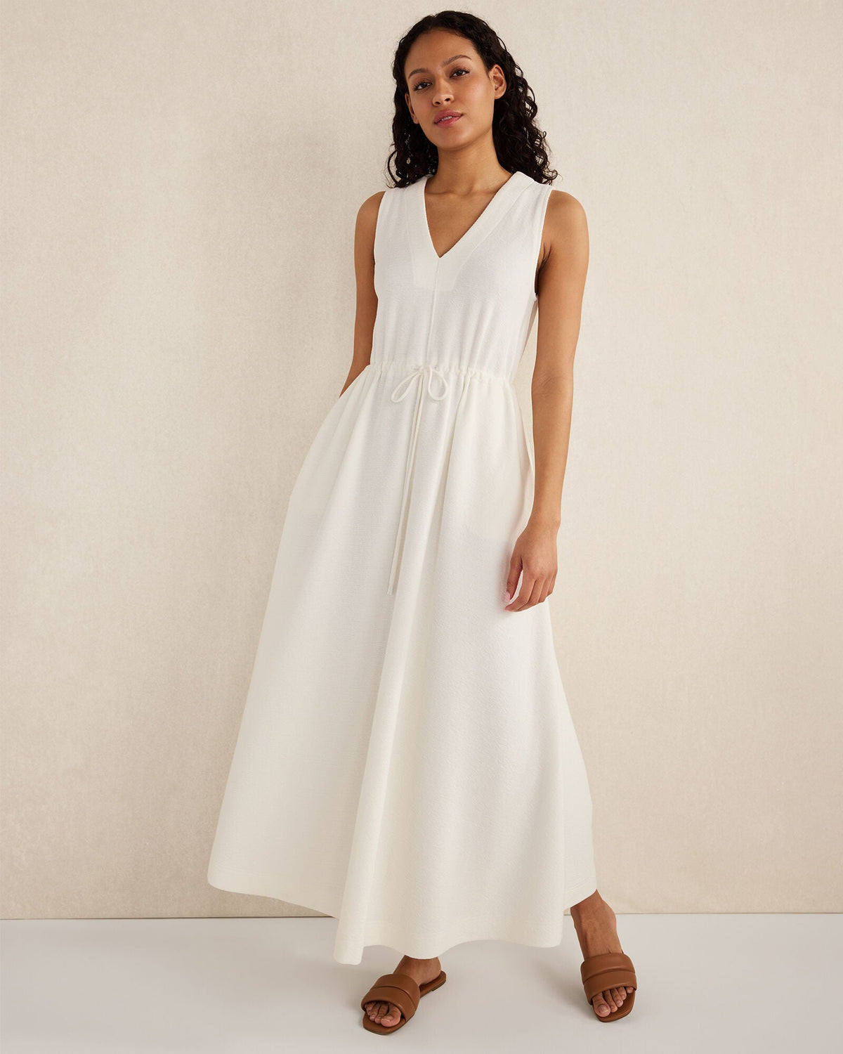 COTTON BLEND TEXTURED MIDI DRESS | Talbots