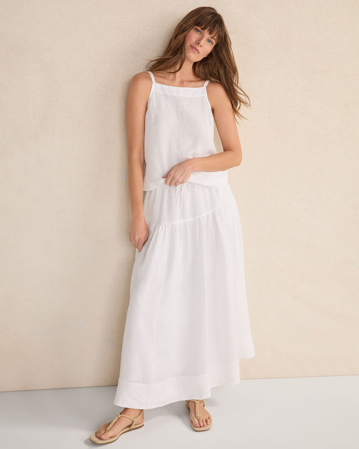 LINEN SQUARE NECK TANK TOP | Talbots