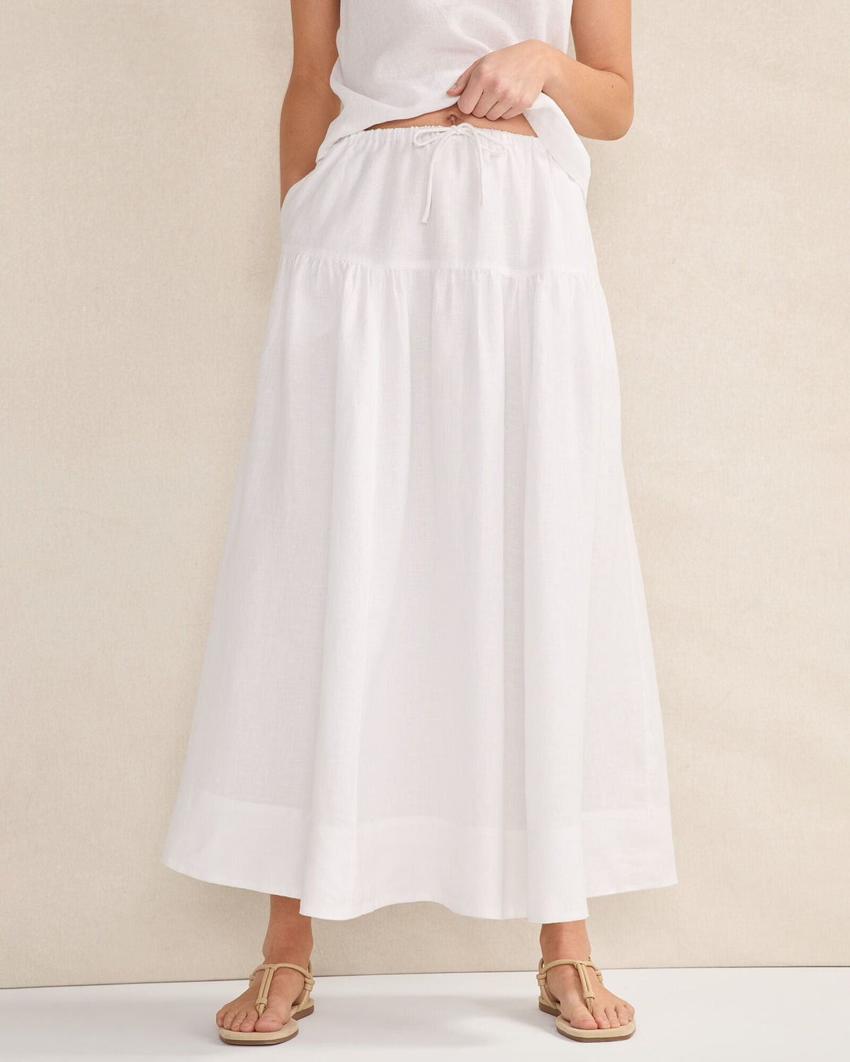 LINEN TIERED MAXI SKIRT | Talbots