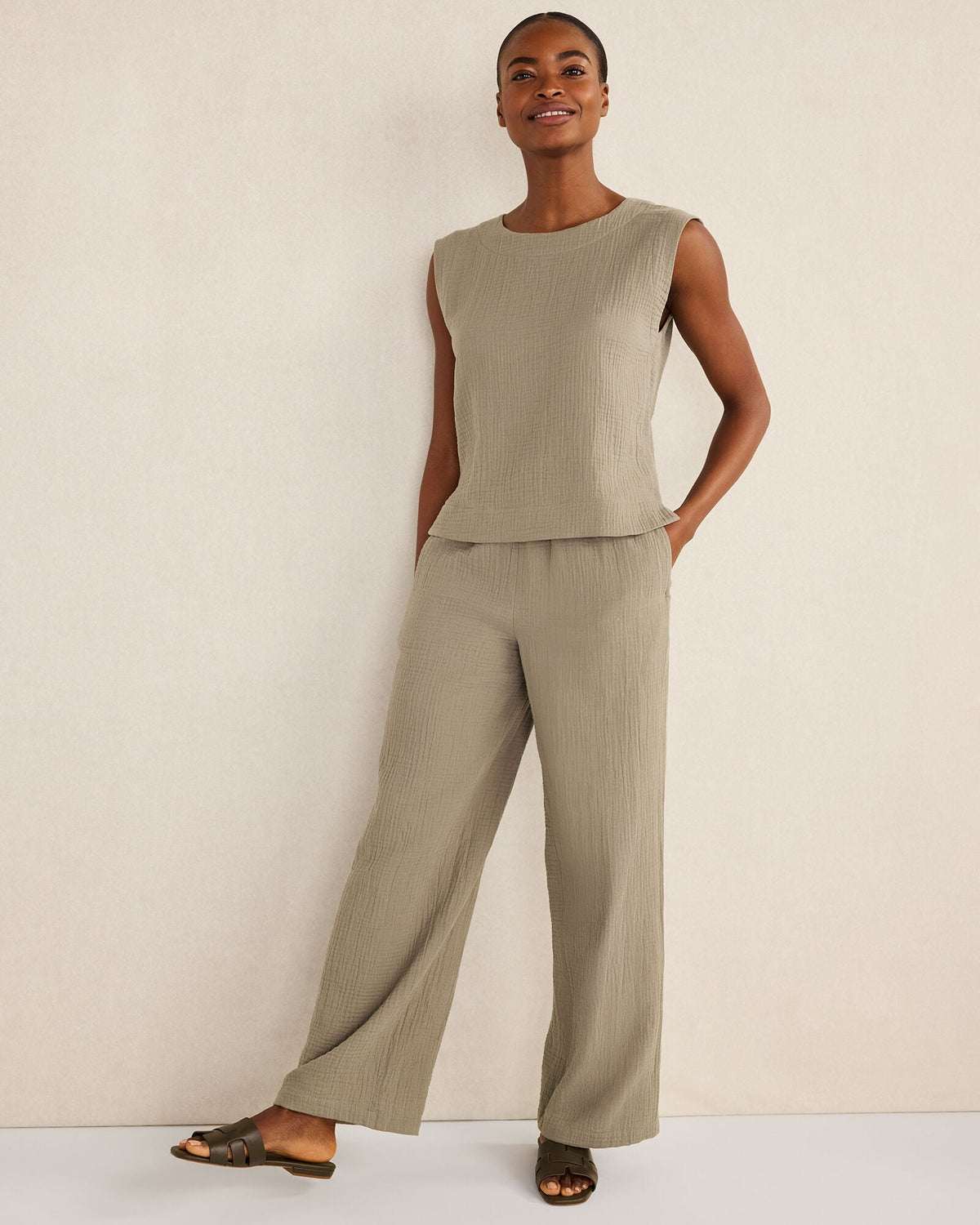 ORGANIC COTTON GAUZE TANK TOP | Talbots