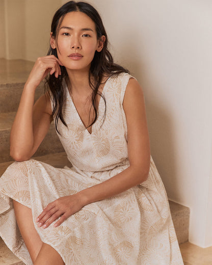 COTTON VOILE BLEND SHELL MIDI DRESS | Talbots