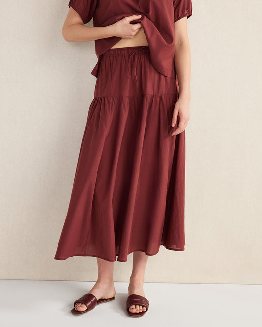 COTTON VOILE BLEND DROP WAIST MIDI SKIRT | Talbots