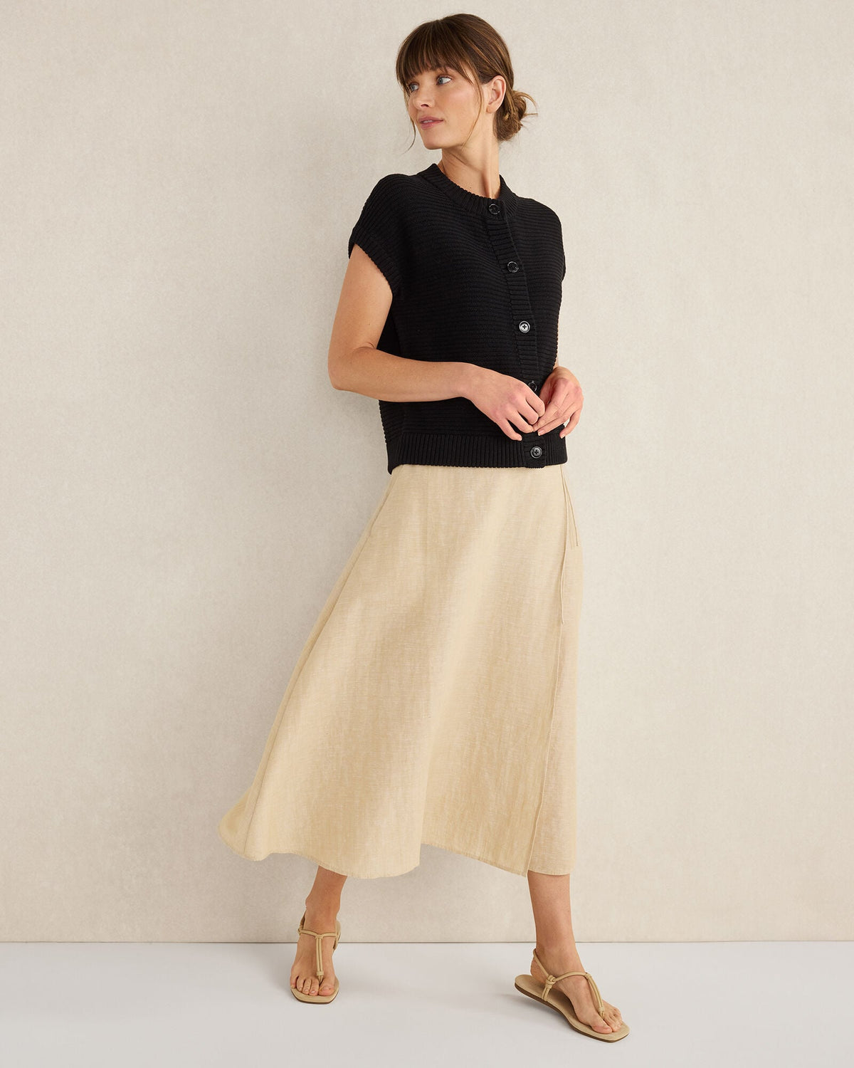 ORGANIC COTTON LINEN WRAP SKIRT | Talbots