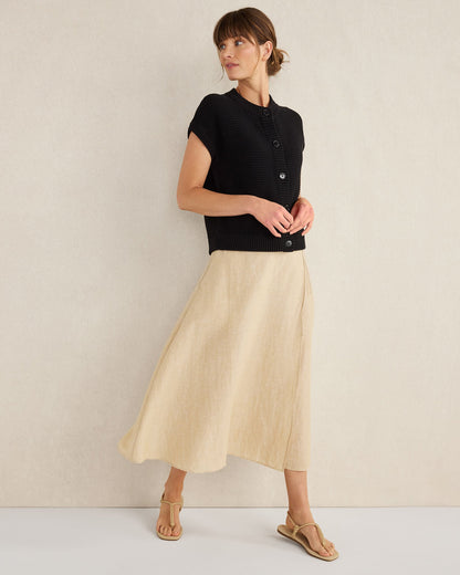 ORGANIC COTTON LINEN WRAP SKIRT | Talbots