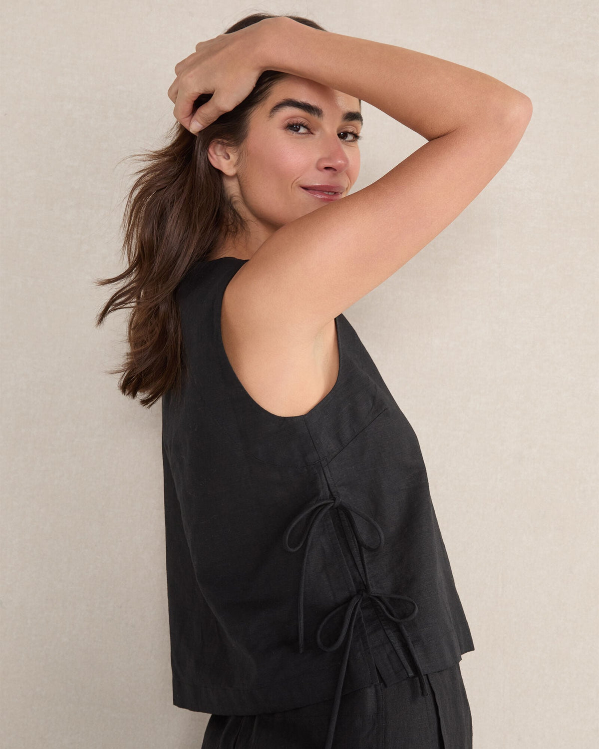 ORGANIC COTTON LINEN SIDE TIE TANK | Talbots