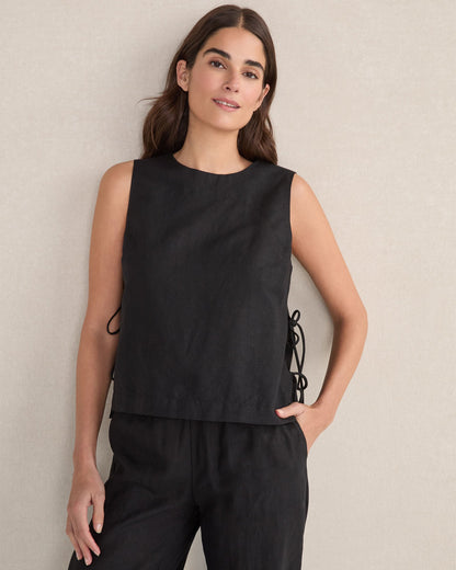 ORGANIC COTTON LINEN SIDE TIE TANK | Talbots