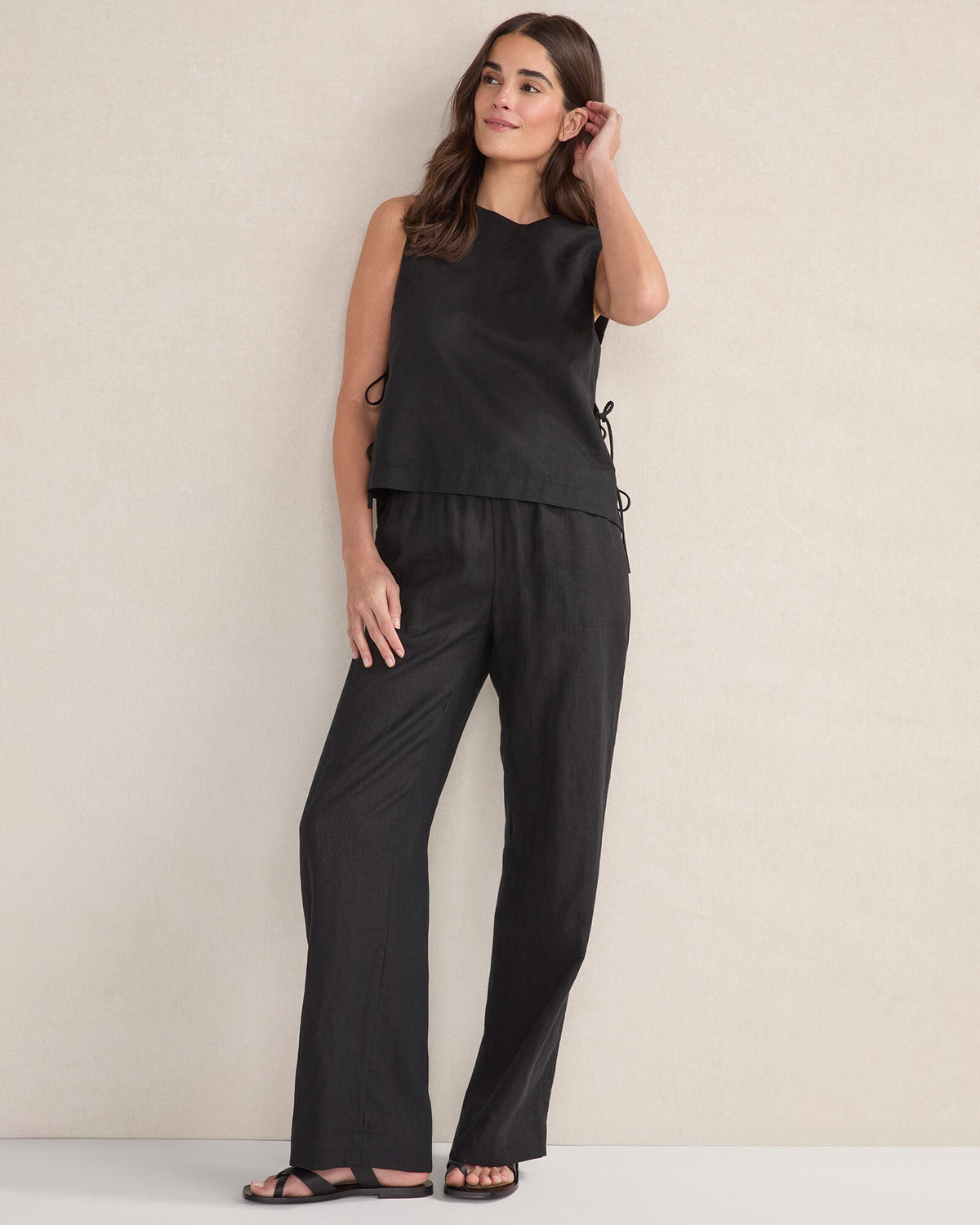 ORGANIC COTTON LINEN SIDE TIE TANK | Talbots