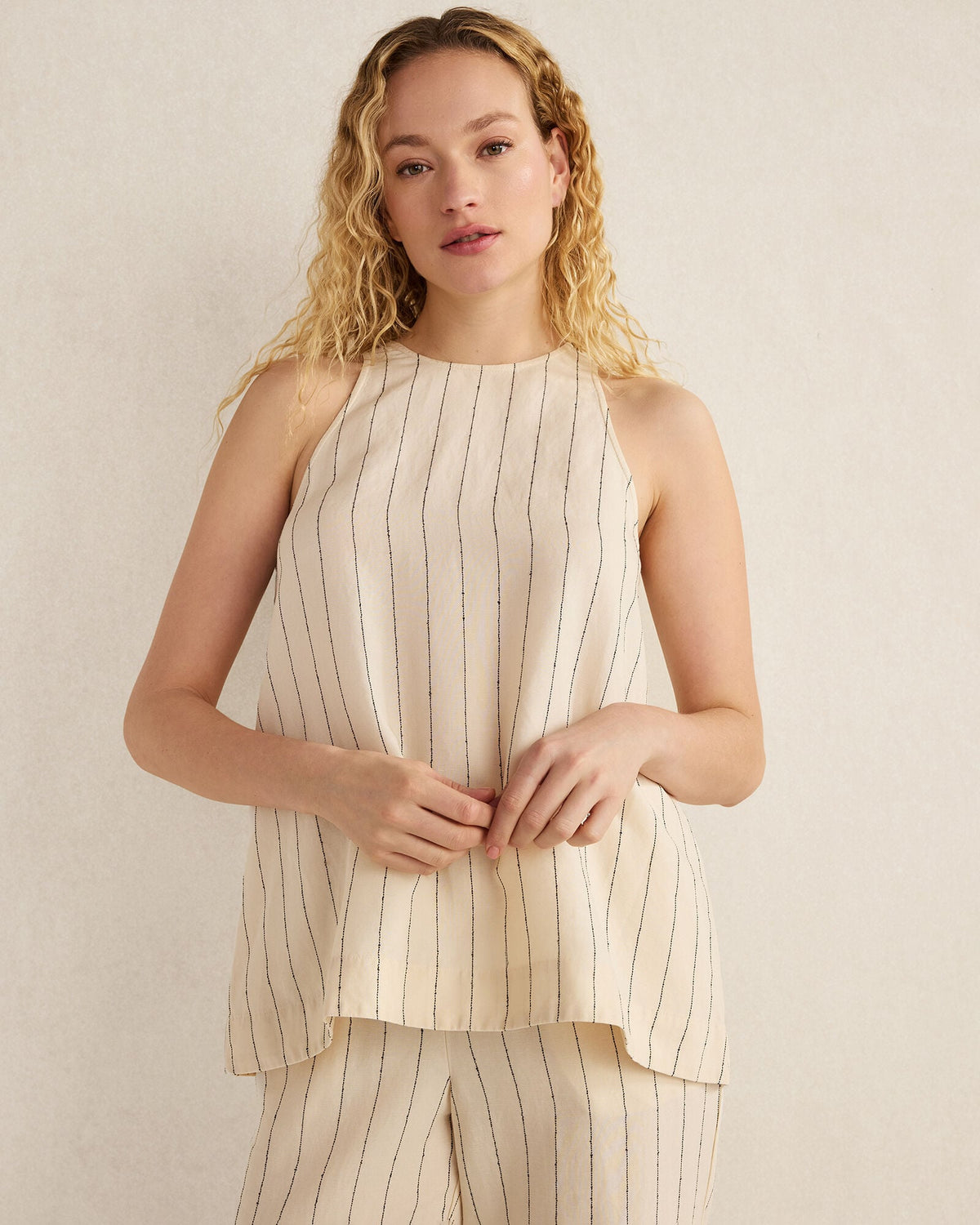 LINEN BLEND DOBBY STRIPE TOP | Talbots