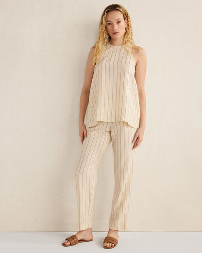 LINEN BLEND DOBBY STRIPE TOP | Talbots