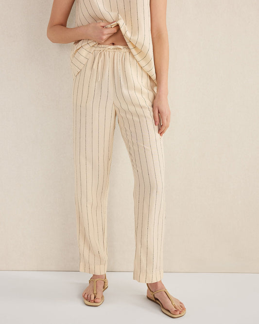 LINEN BLEND DOBBY STRIPE PANTS | Talbots