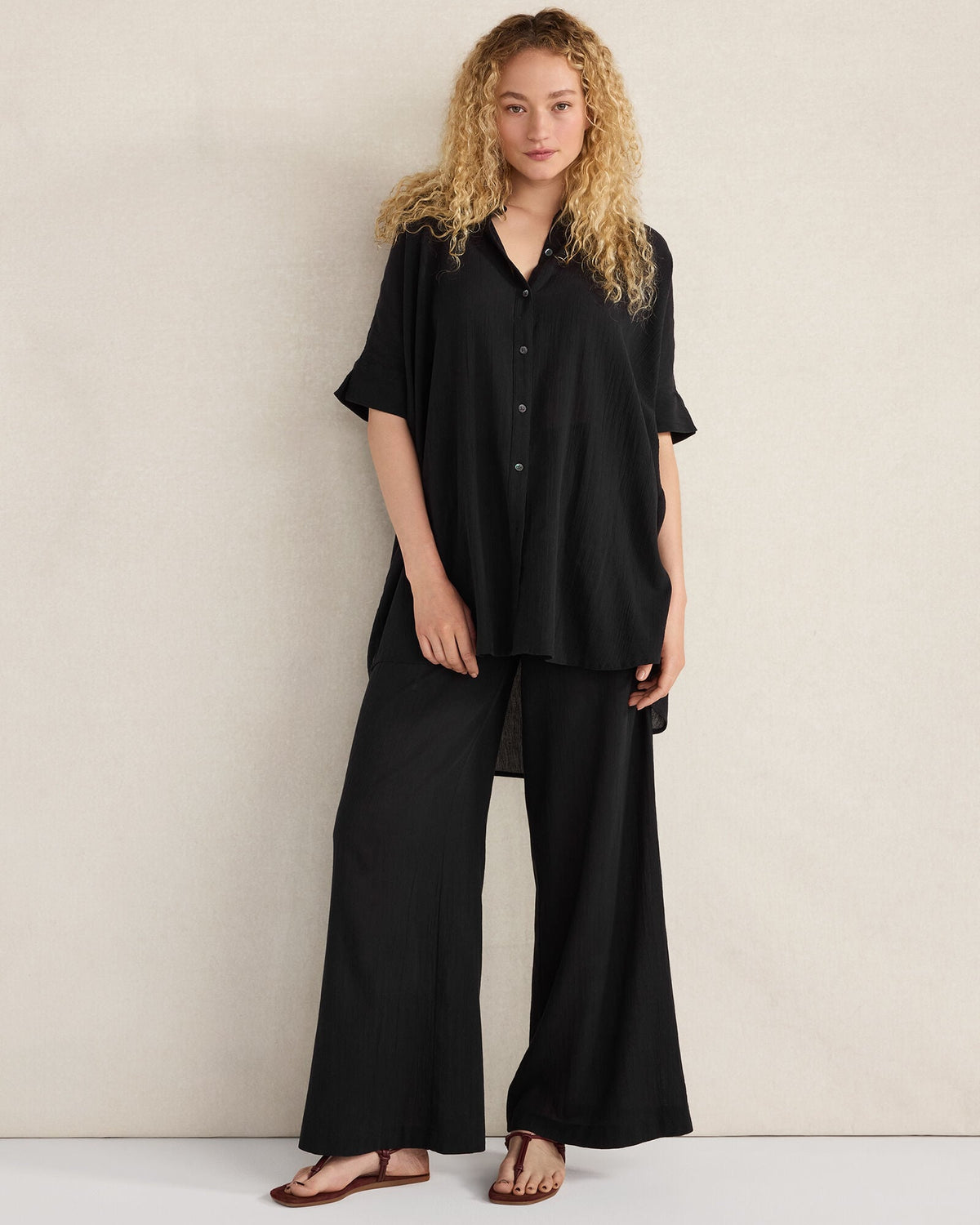 ORGANIC COTTON CRINKLE GAUZE BUTTON DOWN | Talbots