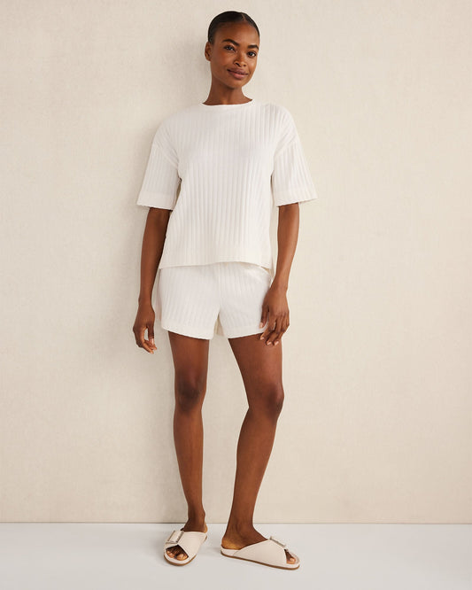 COTTON WIDE RIB SHORT SLEEVE TOP | Talbots