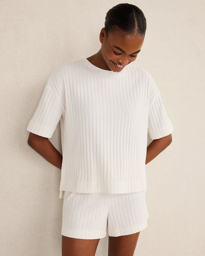 COTTON WIDE RIB SHORT SLEEVE TOP | Talbots