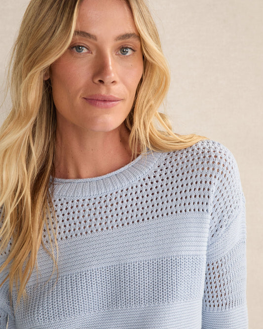 ORGANIC COTTON OPEN STITCH CREWNECK SWEATER | Talbots