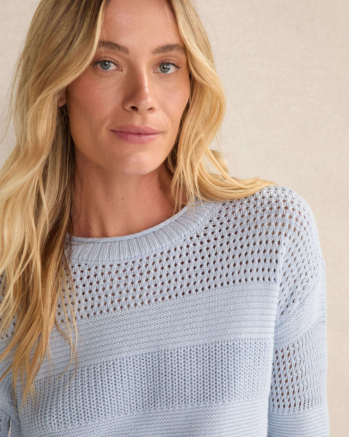 ORGANIC COTTON OPEN STITCH CREWNECK SWEATER | Talbots
