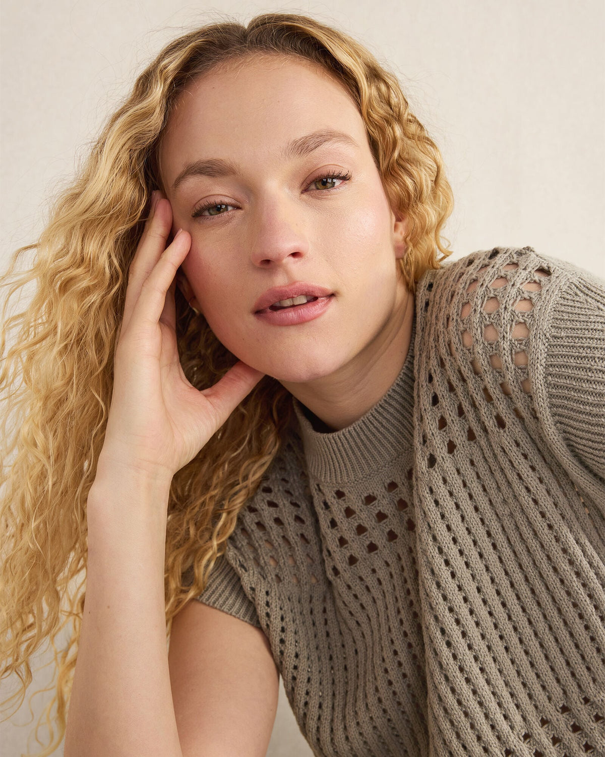 ORGANIC COTTON OPEN STITCH SHORT SLEEVE SWEATER | Talbots