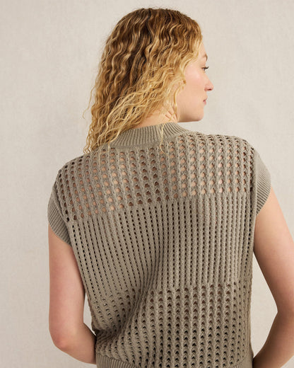 ORGANIC COTTON OPEN STITCH SHORT SLEEVE SWEATER | Talbots