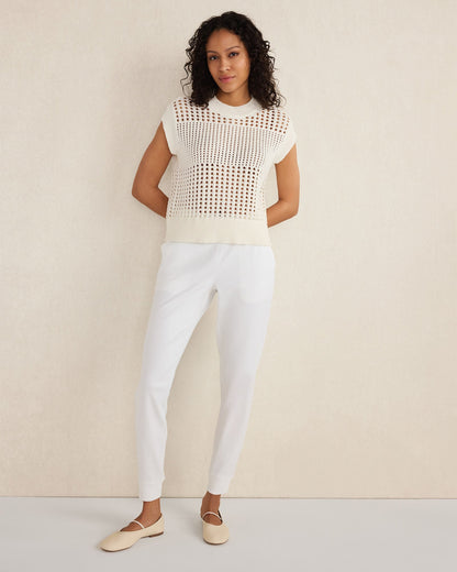 ORGANIC COTTON OPEN STITCH SHORT SLEEVE SWEATER | Talbots