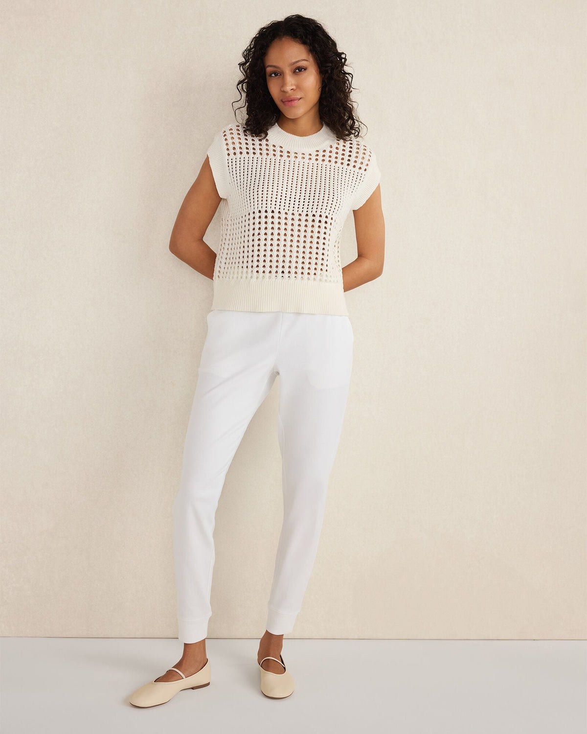 ORGANIC COTTON OPEN STITCH SHORT SLEEVE SWEATER | Talbots