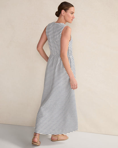 COTTON BLEND TEXTURED STRIPE MIDI DRESS | Talbots