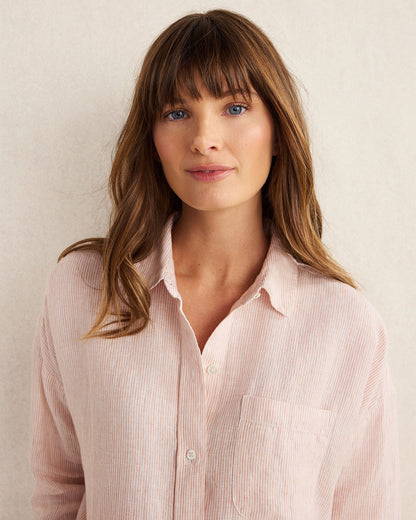 LINEN STRIPED BOXY SHIRT | Talbots