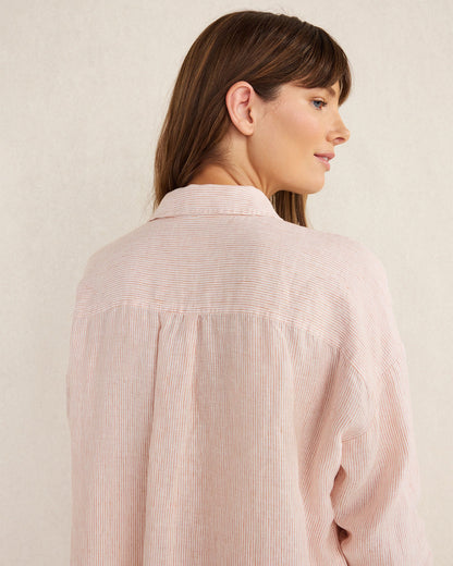LINEN STRIPED BOXY SHIRT | Talbots