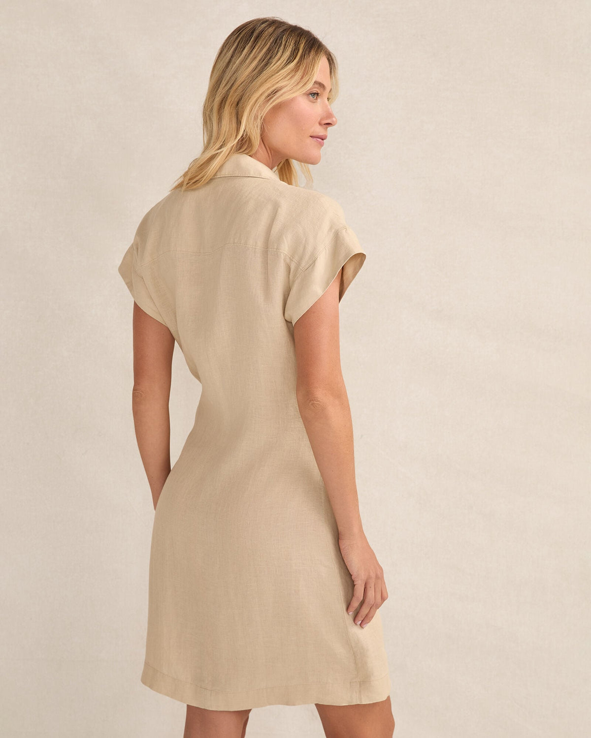 LINEN SHORT SLEEVE WRAP DRESS | Talbots