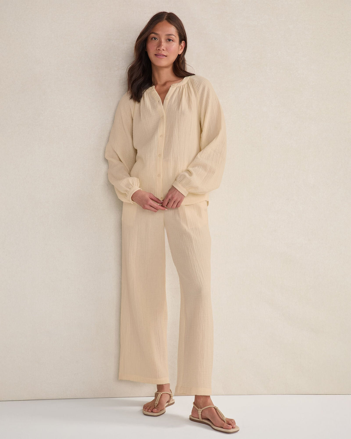 ORGANIC COTTON GAUZE LONG SLEEVE TOP | Talbots
