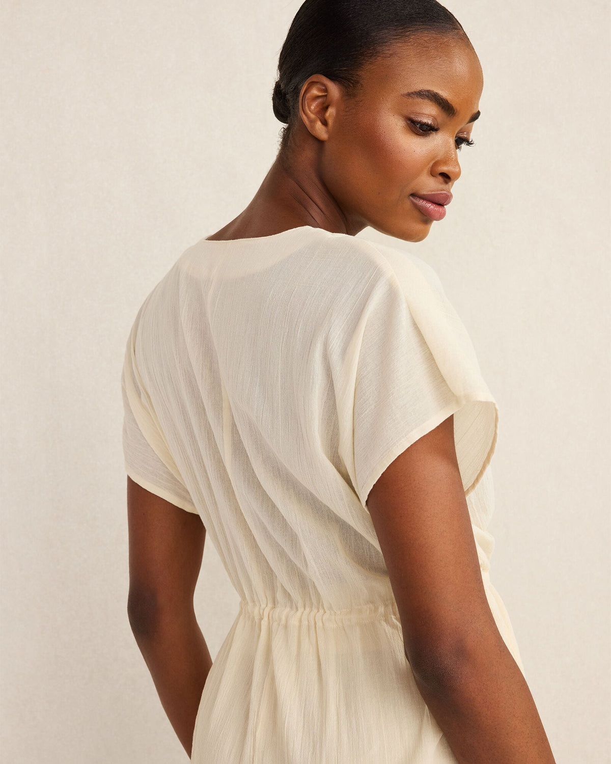 ORGANIC COTTON CRINKLE GAUZE FLUTTER SLEEVE TOP | Talbots
