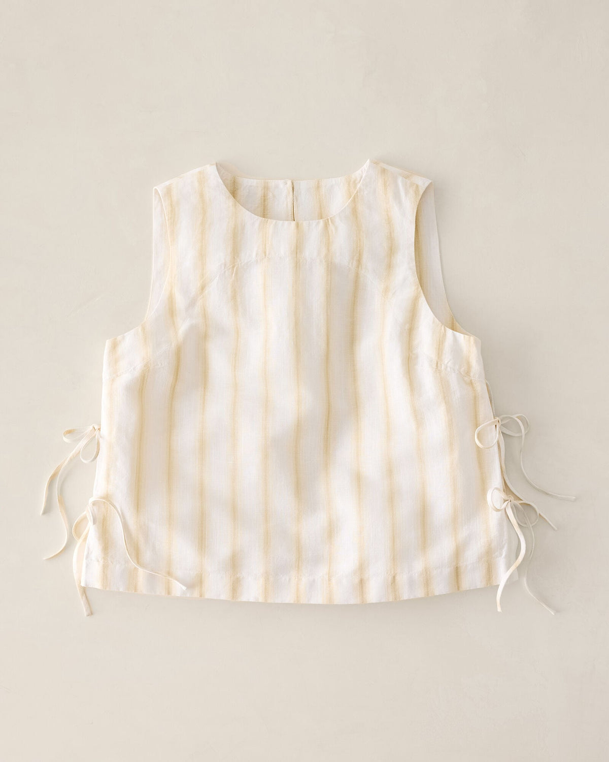 ORGANIC COTTON LINEN STRIPE SIDE TIE TANK | Talbots