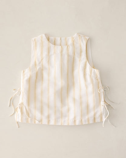 ORGANIC COTTON LINEN STRIPE SIDE TIE TANK | Talbots