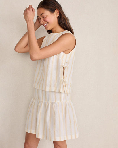 ORGANIC COTTON LINEN STRIPE SIDE TIE TANK | Talbots