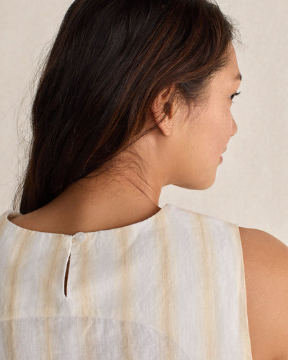 ORGANIC COTTON LINEN STRIPE SIDE TIE TANK | Talbots