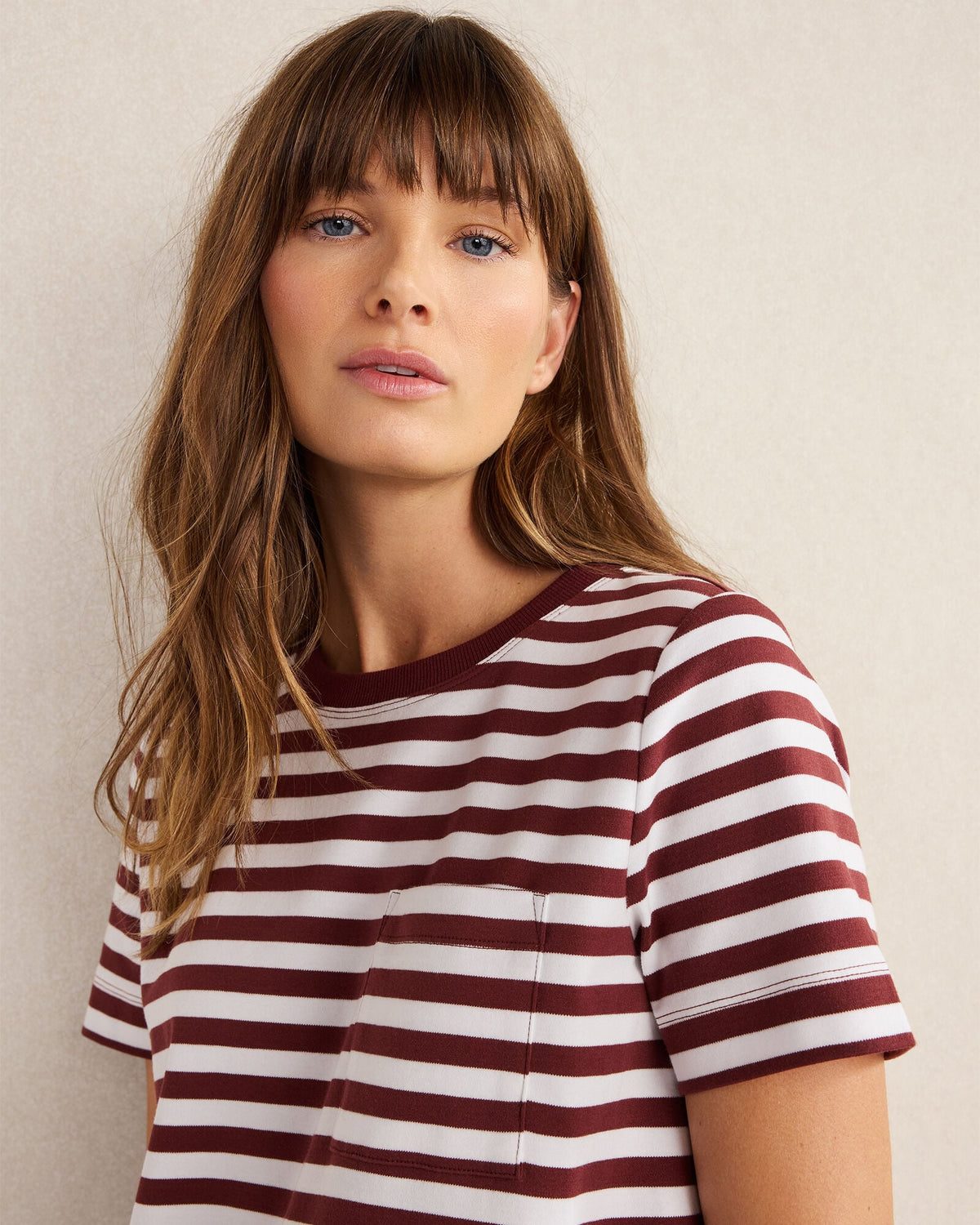 ORGANIC COTTON INTERLOCK STRIPE T-SHIRT DRESS | Talbots