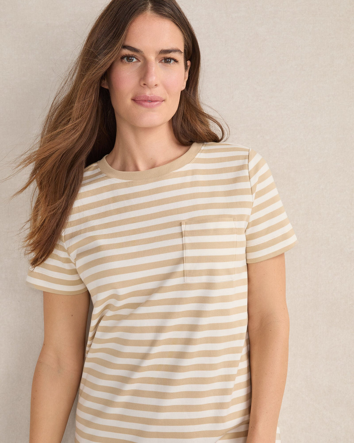 ORGANIC COTTON INTERLOCK STRIPE T-SHIRT DRESS | Talbots