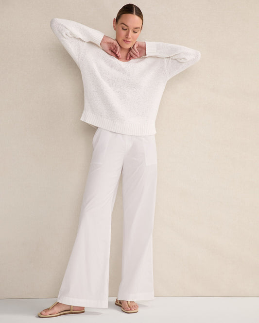 ORGANIC COTTON POPLIN WIDE LEG PANTS | Talbots