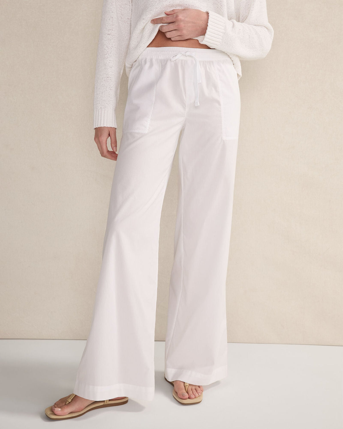 ORGANIC COTTON POPLIN WIDE LEG PANTS | Talbots