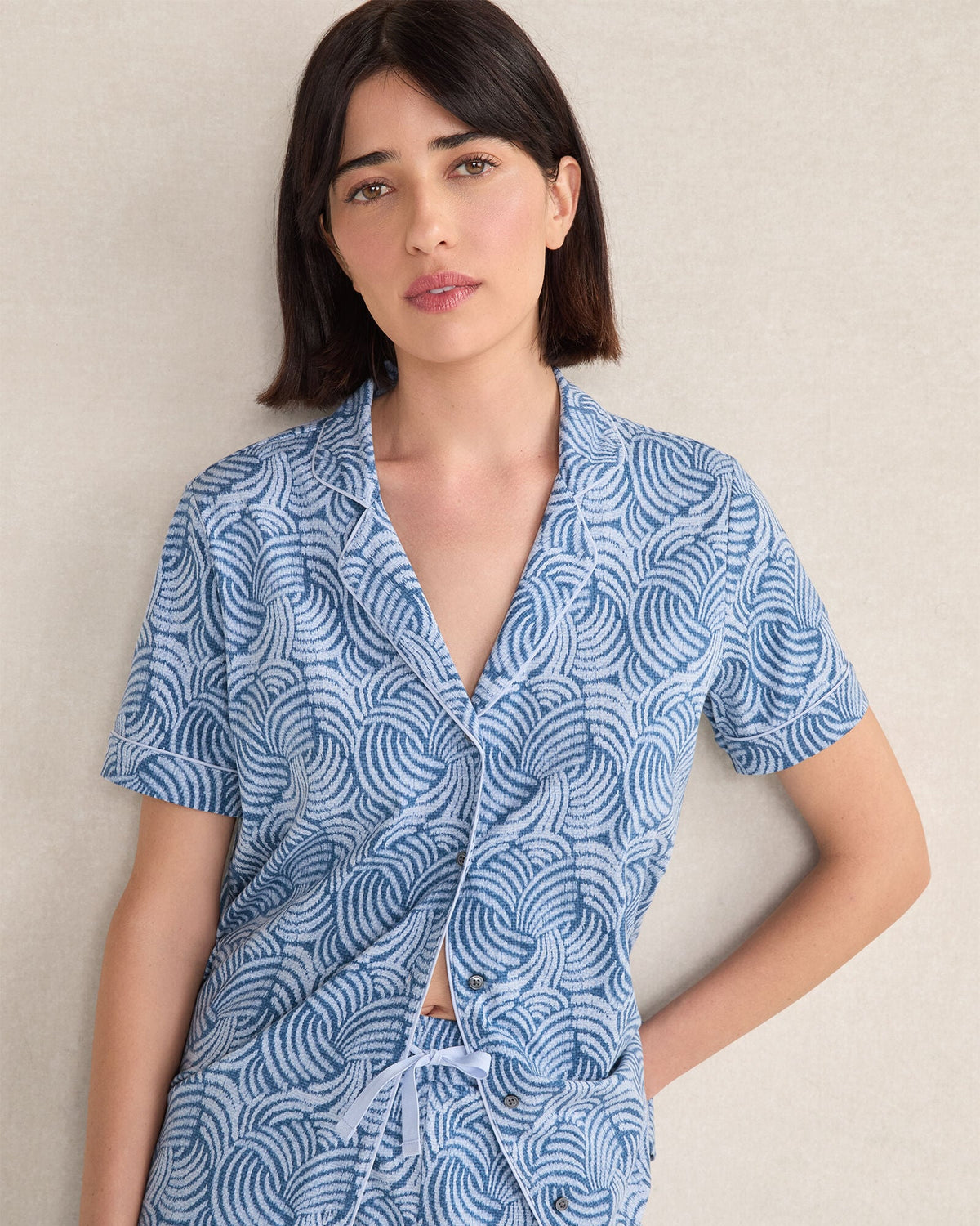 ORGANIC COTTON JERSEY ABSTRACT WAVE SLEEP SET | Talbots
