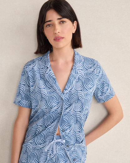 ORGANIC COTTON JERSEY ABSTRACT WAVE SLEEP SET | Talbots