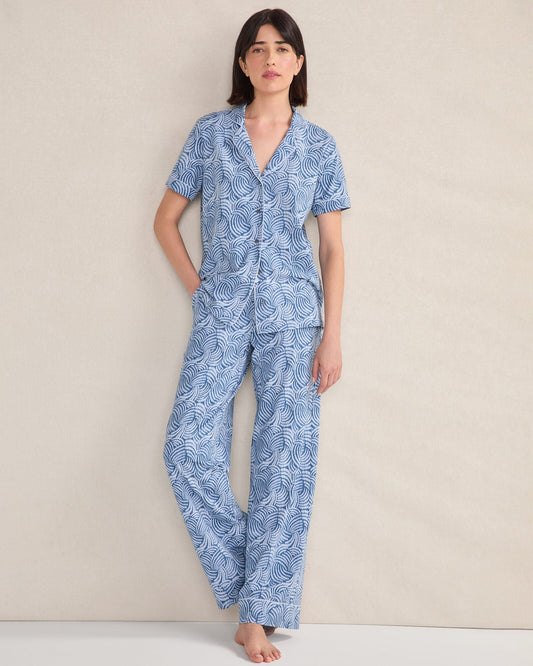 ORGANIC COTTON JERSEY ABSTRACT WAVE SLEEP SET | Talbots