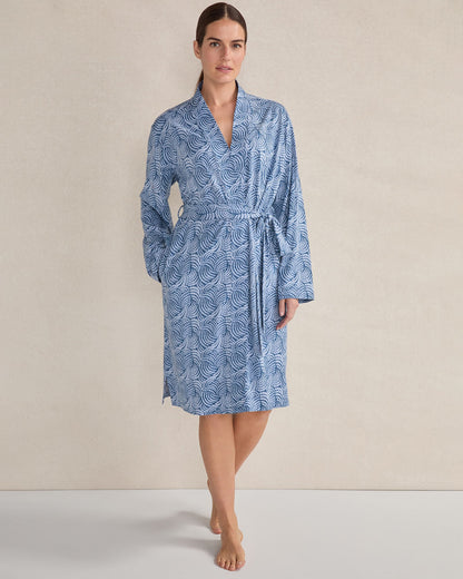 ORGANIC COTTON JERSEY ABSTRACT WAVE ROBE | Talbots